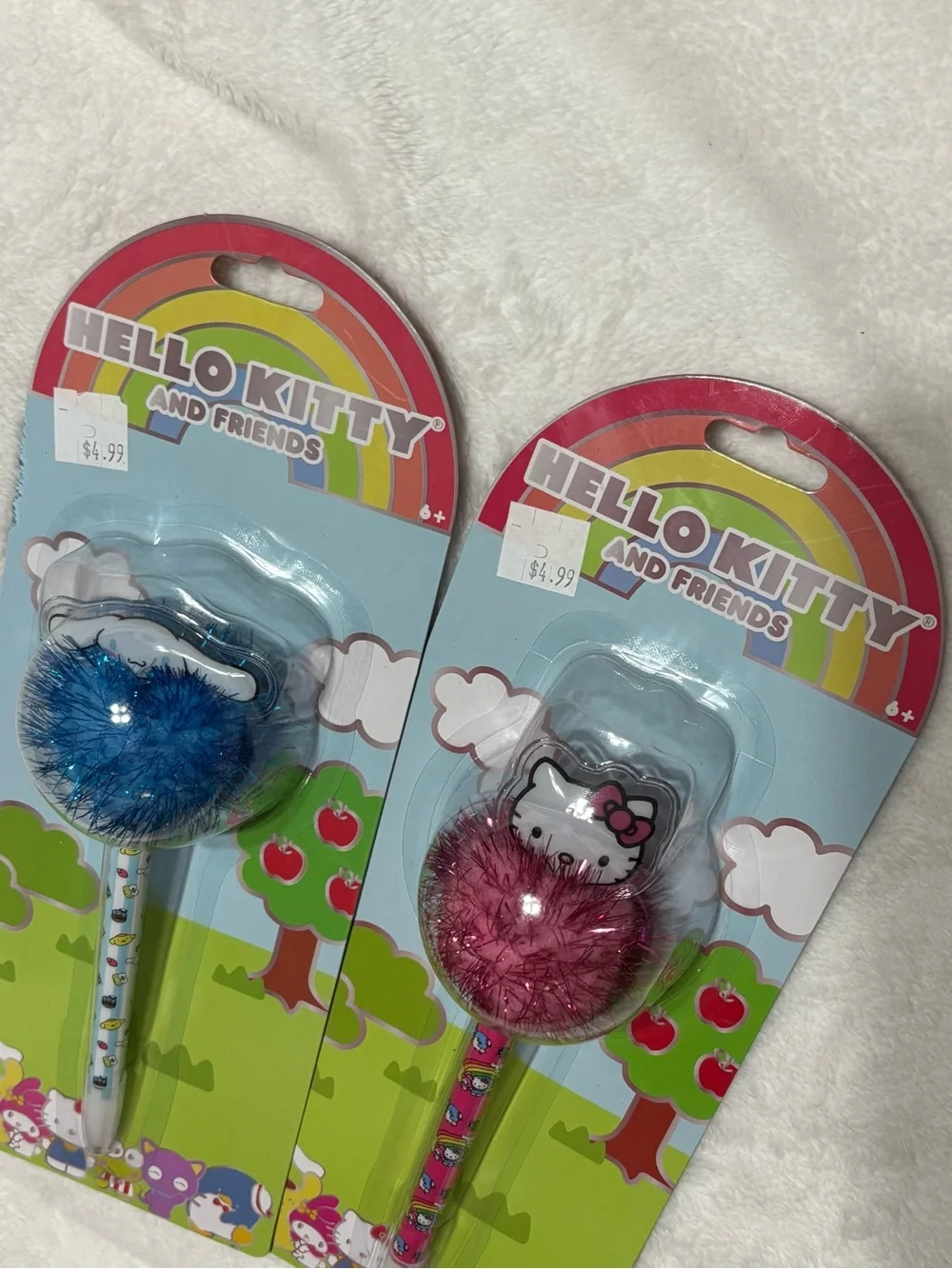 Hello Kitty Pink & Blue Tinsel Pom-Pom Character Pen Set